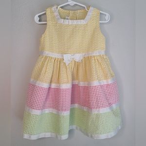 Bonnie Jean - Girl's Pastel Gingham With Bow at Waist Spring Dress, Sz 3T